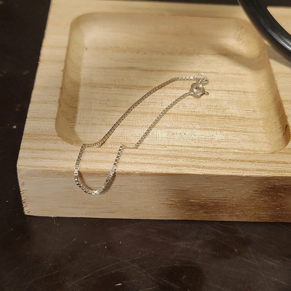 Sterling Box Chain Bracelet 925 Italy 7" 1mm - Picture 4 of 5